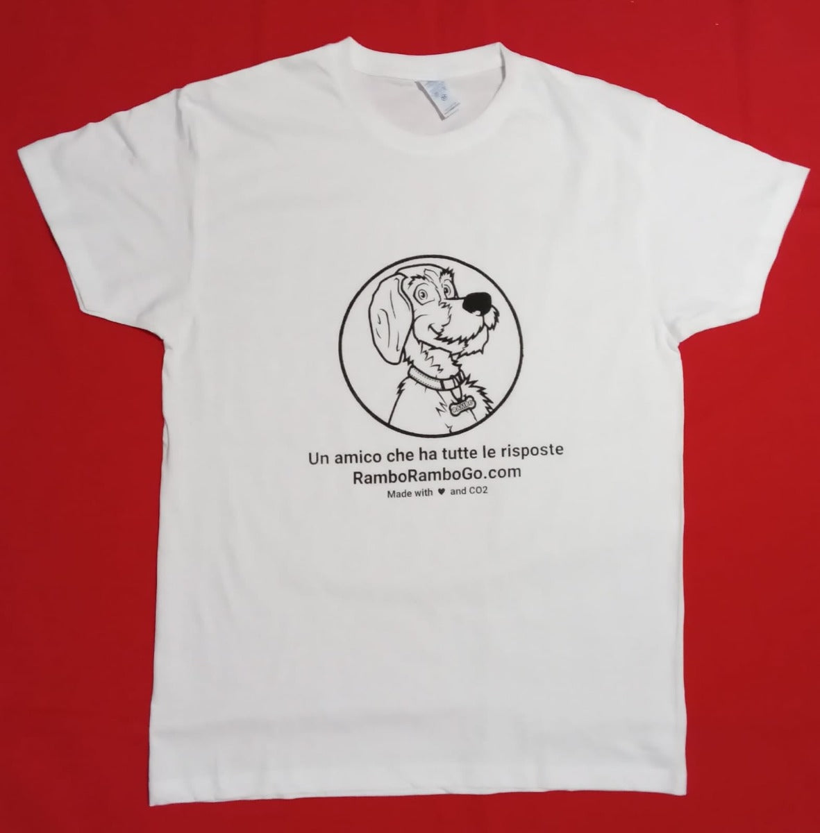 RamboRamboGo t-shirt made with CO2
